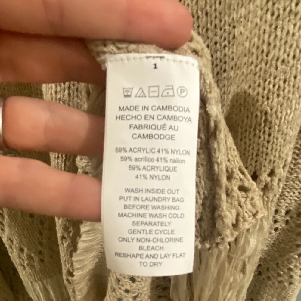 NWT Michael Kors Crochet Fringe Hem Cardigan - Tan XL - Picture 9 of 9